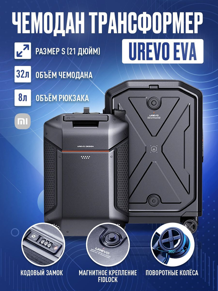 Чемодан трансформер Xiaomi UREVO EVA 21" S (Deep blue) - купить с ...