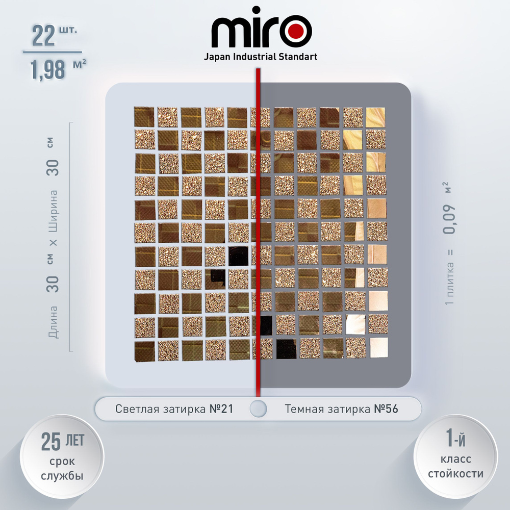 Плитка мозаика для кухни MIRO (серия Cerium №46) на фартук моющаяся высокопрочная долговечная, размер #1