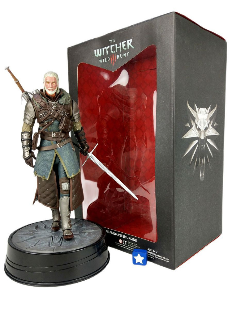 Фигурка Ведьмак Геральт в доспехах Школы Медведя Witcher (подставка, 24 ...