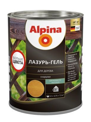 Alpina Лазурь-гель для дерева Орех 0,75л. #1