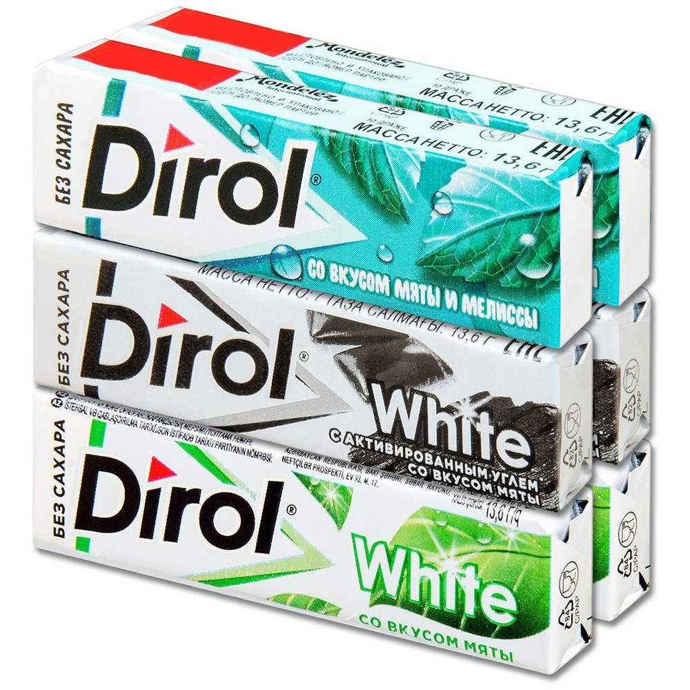 Жевательная резинка Dirol White "Мята" 3 вида, без сахара, 13.6 г, 6 шт.  #1