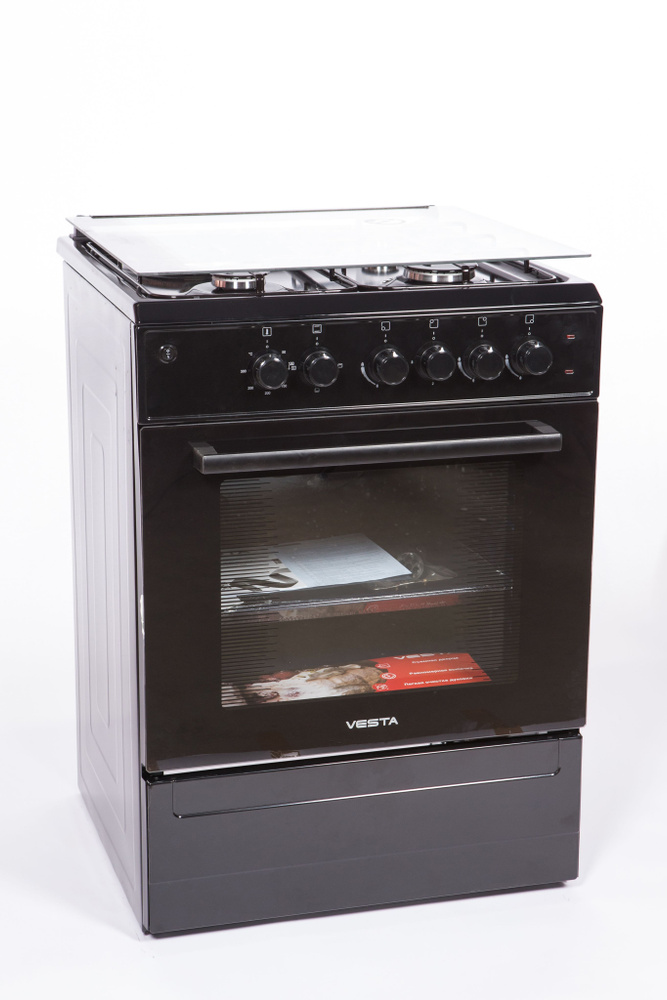 Комбинированная плита VESTA-VALENCIA VКE 10-E черная,3 газовых и одна ...