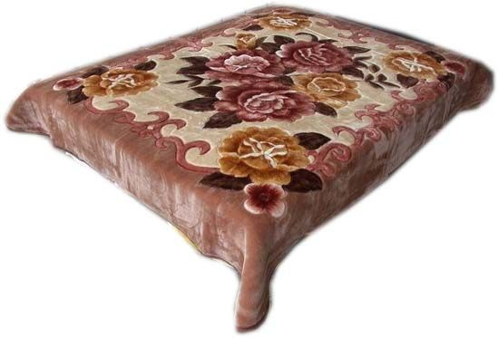 Плед 195x235 см на кровать и диван Акрил, Плюшевый, Орленок Букет розовый #1