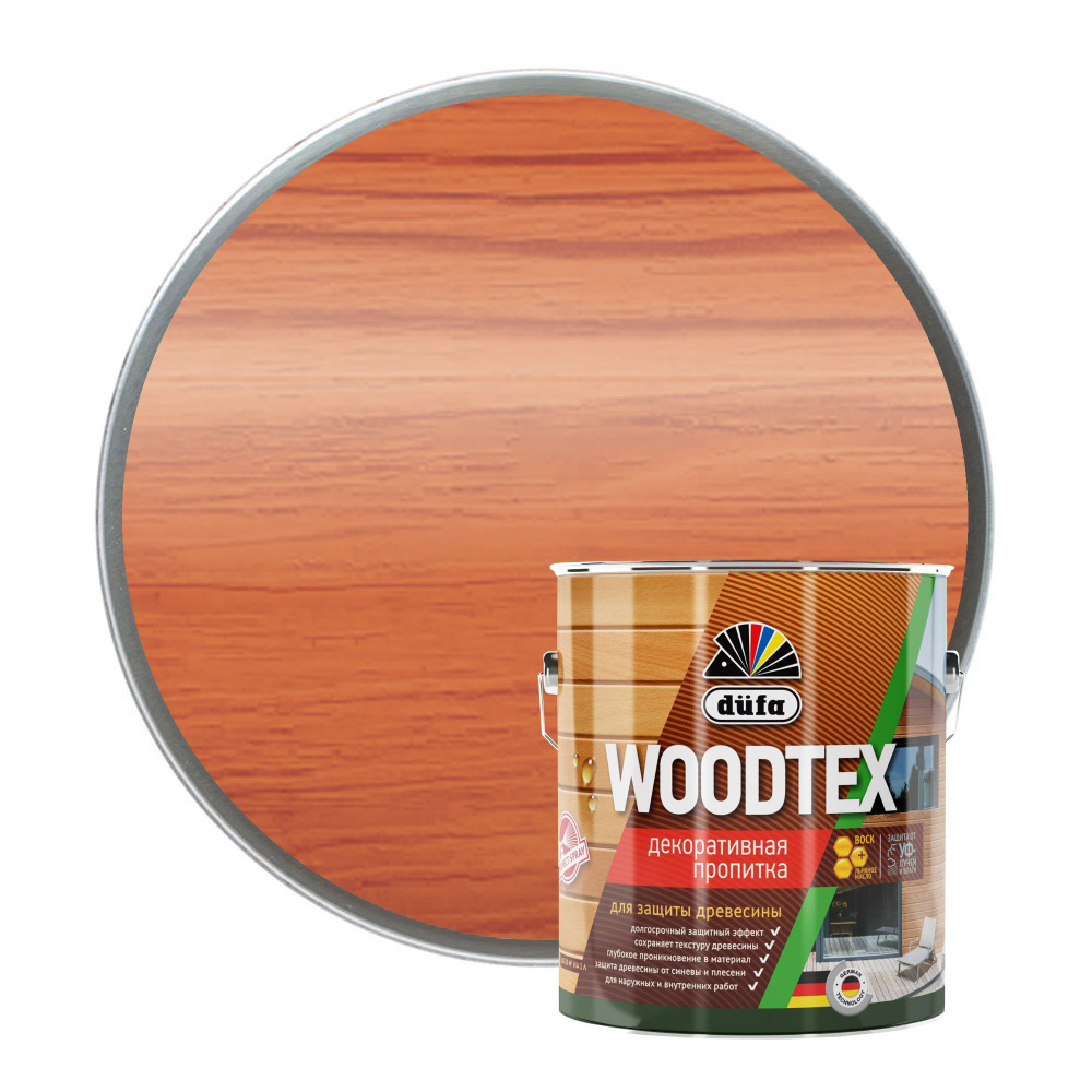 Пропитка DUFA Woodtex декоративная для защиты древесины Рябина 3 л