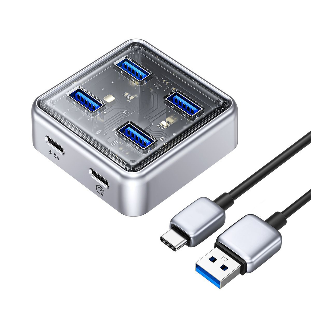 USB - хаб ORICO XHJ4U-U3 USB HUB3.0, хаб USB,4порта USB-A, Порт питания ...