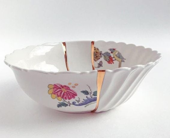 Салатник SELETTI Kintsugi Salad Bowl, фарфоровый 19х19х7 см #1