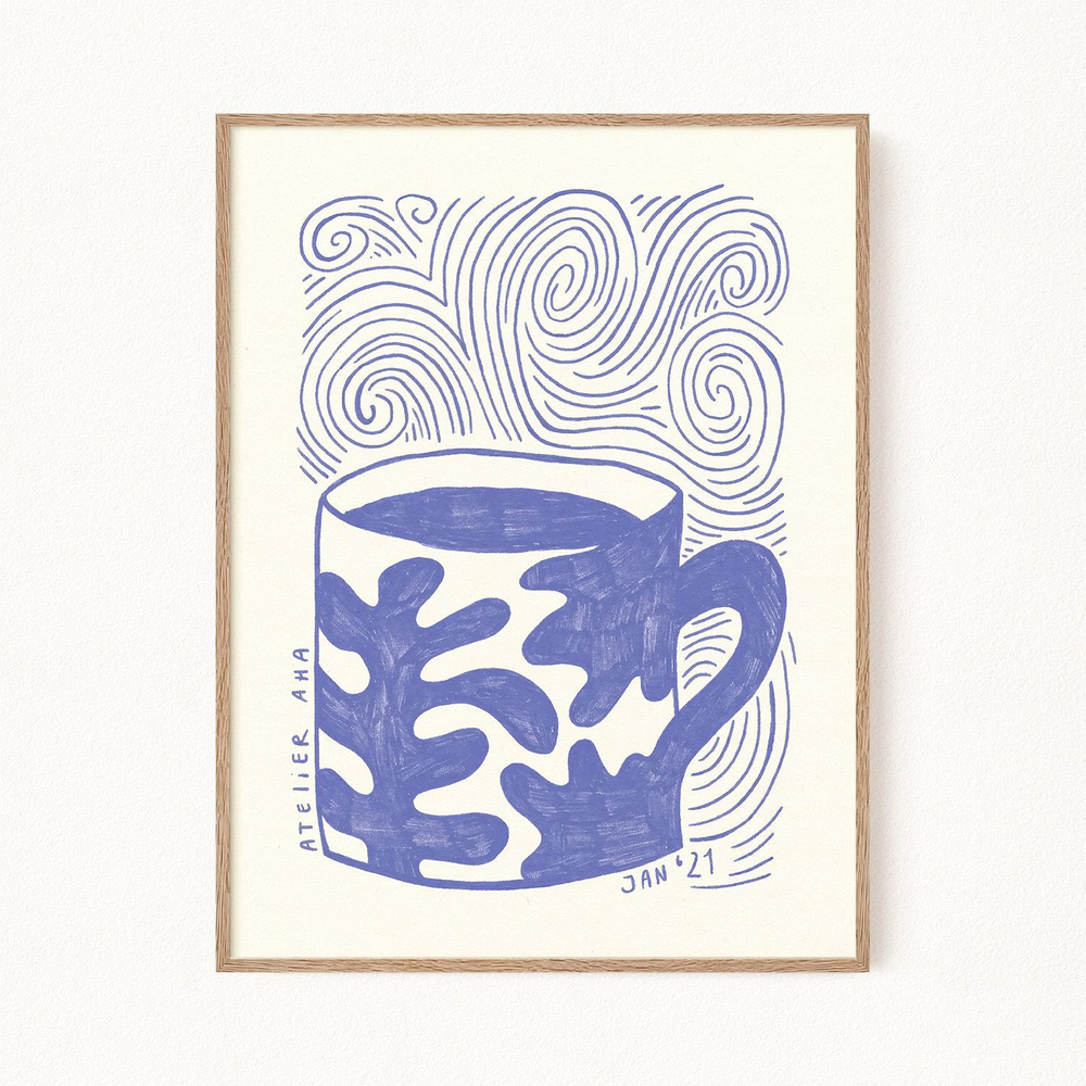 Постер для кухни "A Blue Cup on a Blue Monday", 30х40 см #1