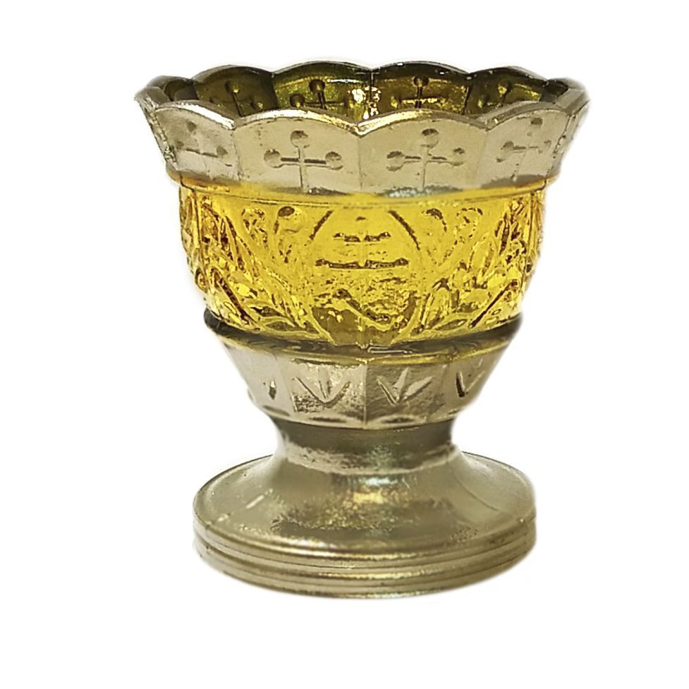 Лампада стеклянная "Лилия"с золотом желтая в комплекте с поплавком 10 ...