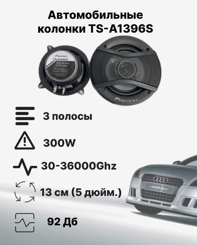 Автомобильные динамики "TS-A1396S", 13 см (5 дюйм), 480 Вт, Комплект из ...