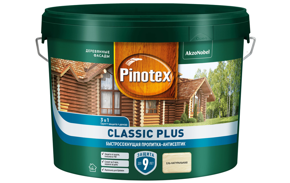 Пропитка PINOTEX CLASSIC Plus RU Ель натуральная 9л NEW #1