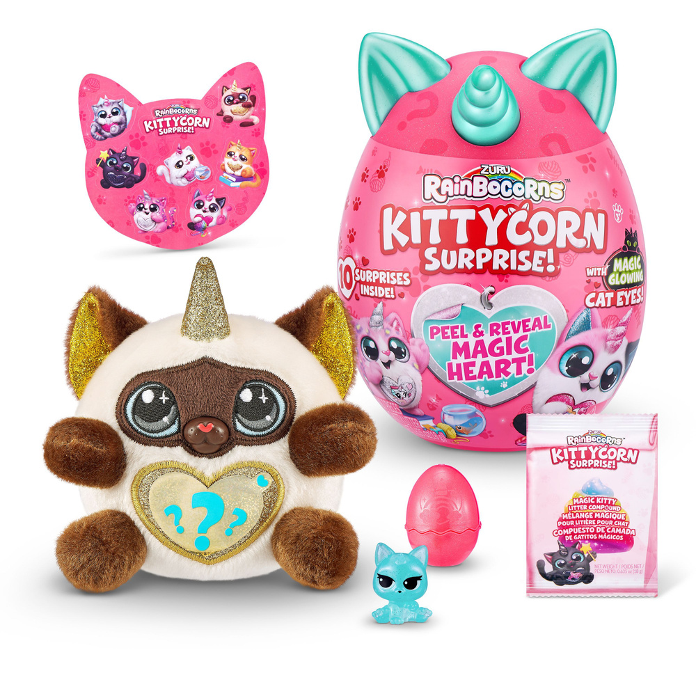 Игровой набор Rainbocorns сюрприз в яйце Kittycorn Surprise плюшевый  котенок, мини питомец, наклейки, слаймсюрприз - купить с доставкой по  выгодным ценам в интернет-магазине OZON (1230850015)