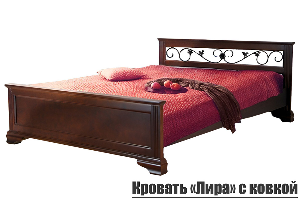 Двуспальная кровать Кровать "Лира с ковкой" Из Массива Сосны_Старый ...
