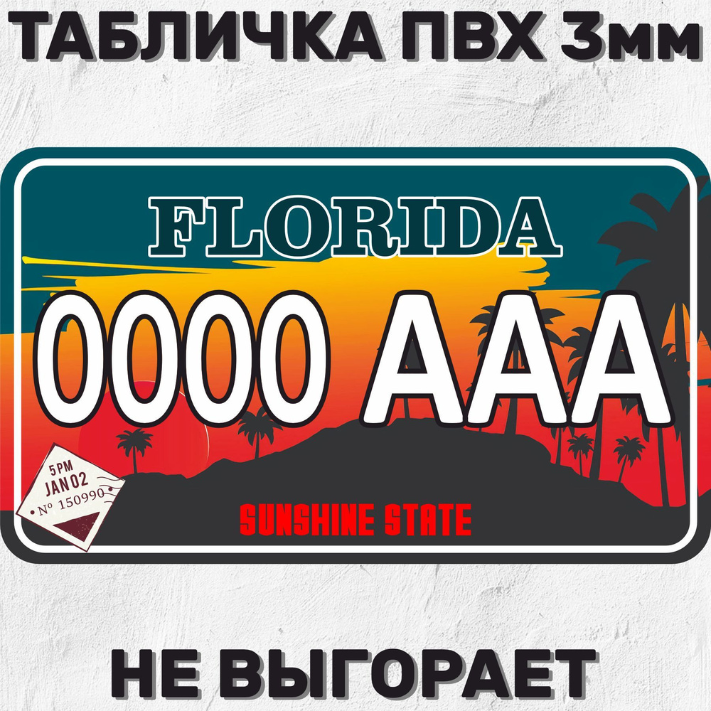 Сувенирный номер на машину / мотоцикл Florida USA Флорида США 29х17 см, 17  см, 29 см - купить в интернет-магазине OZON по выгодной цене (1201953889)