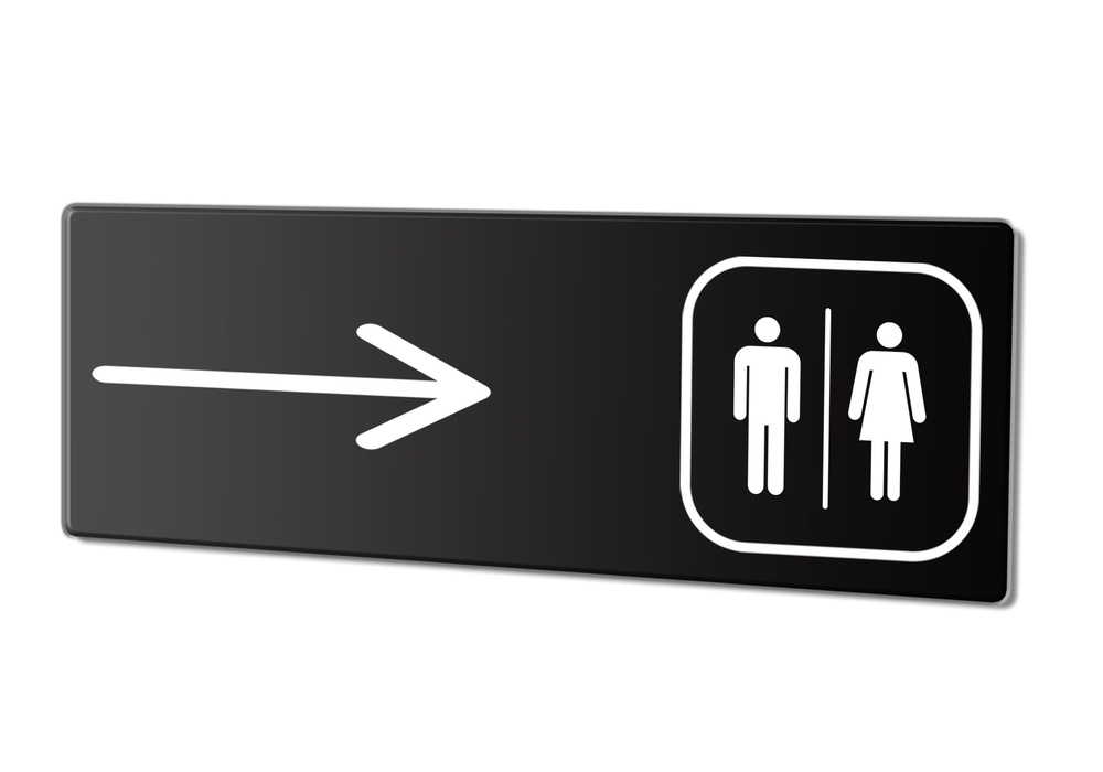 Табличка "Туалет направо", 30х10 см. #1