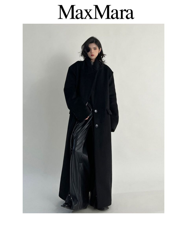 Пальто Max Mara, Зима, размер 44, цвет темно-серый, Полиэфирное волокно ...