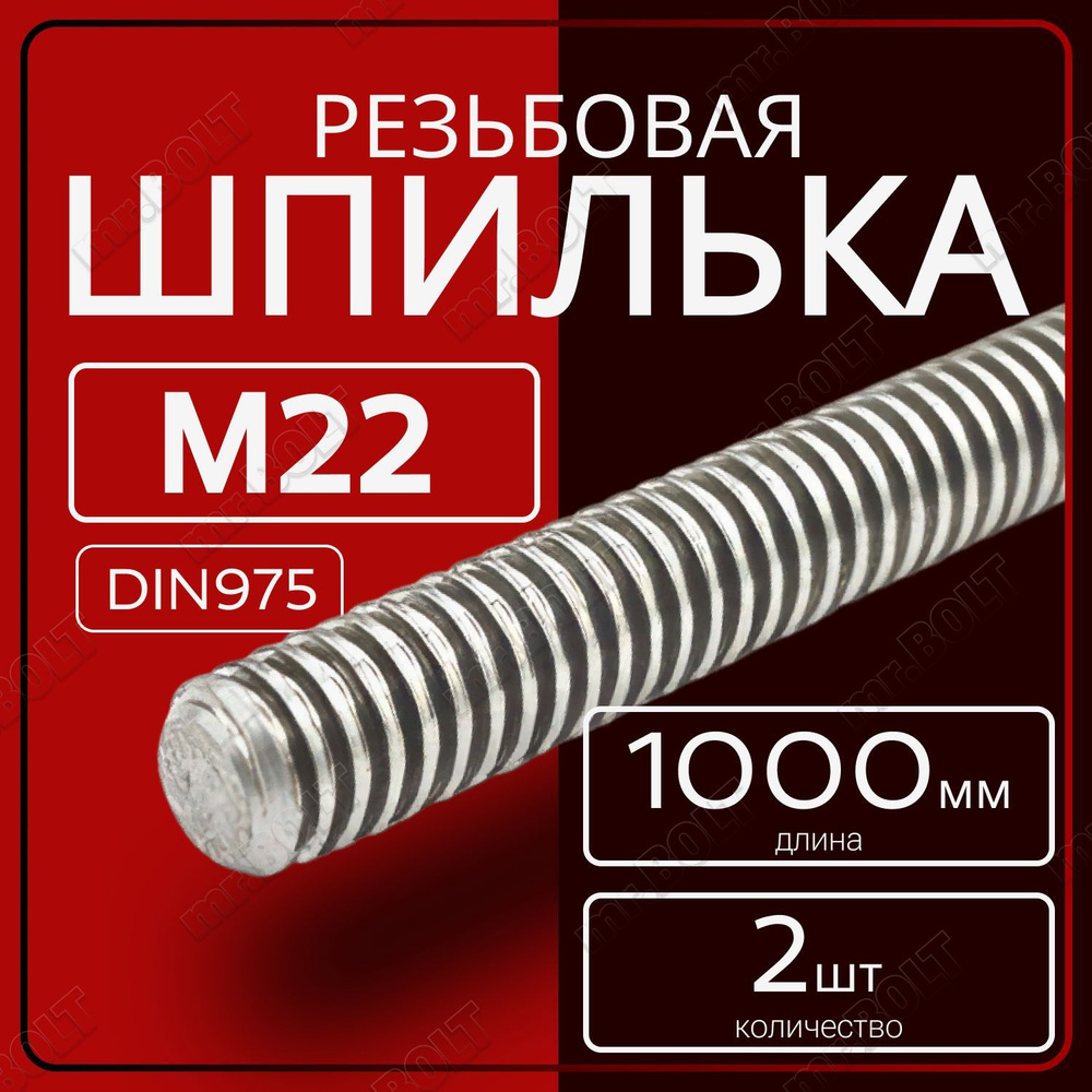 Шпилька резьбовая М22х1000 мм (2 шт.) #1