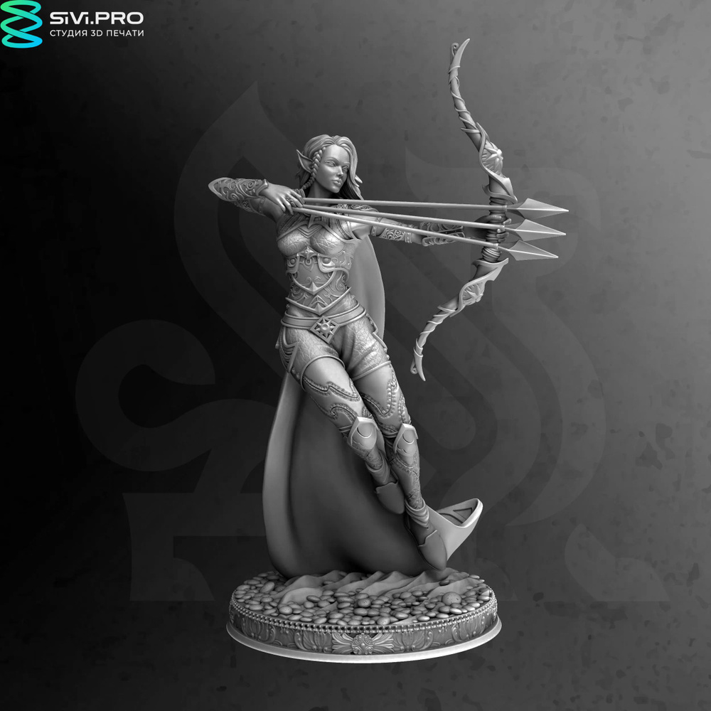 Миниатюра для настольных игр DnD Divine Archer Sairena - Божественная  Лучница Сайрена в масштабе 32 мм