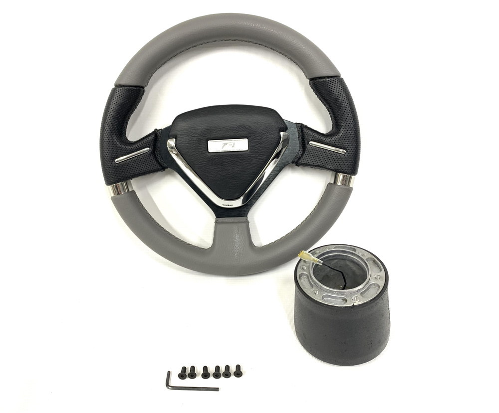Спортивный руль 4163+PVC+ Серый с адаптером на ВАЗ 2101,2102,2103,2104 ...