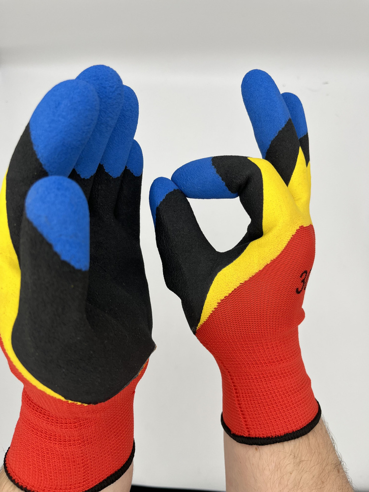 Перчатки рабочие мужские 6 пар защитные нейлоновые, хозяйственные ...