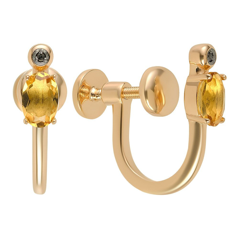 Серьги клипсы серебро 925 женские с бриллиантами и цитринами ...