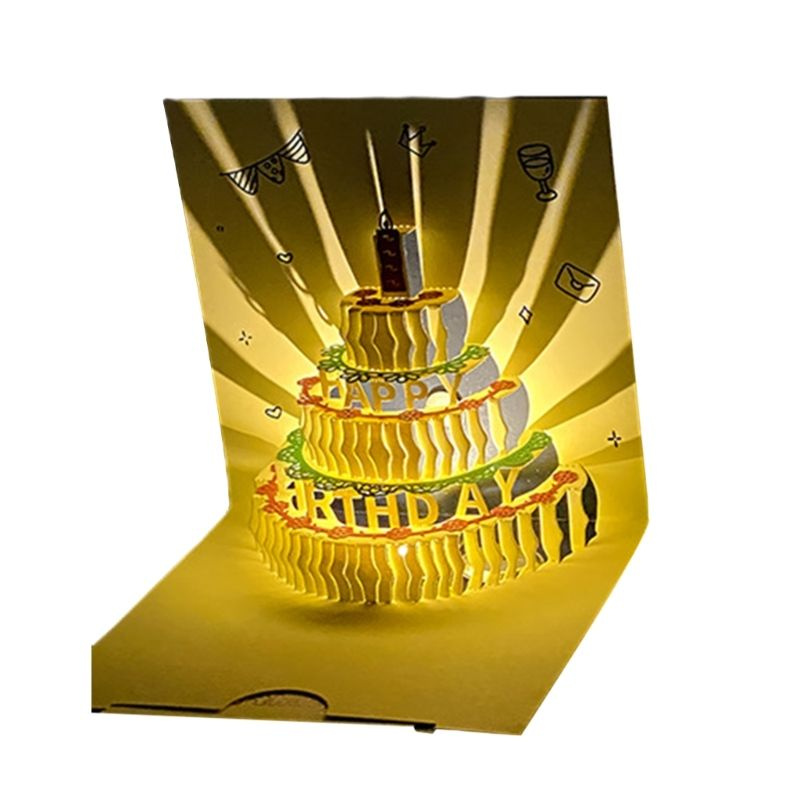 Объемная 3d открытка с фото торт со свечами