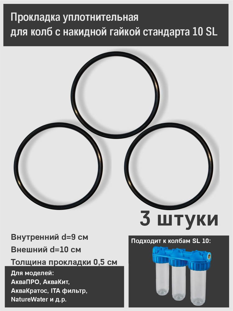 Уплотнительное кольцо (прокладка) для корпуса фильтра стандарта 10 SL с накидной гайкой АкваПРО, Aqua #1