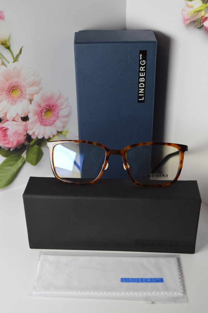 Оправа унисекс, титан, Lindberg 1821 C2, пластиковый коричневый ободок ...