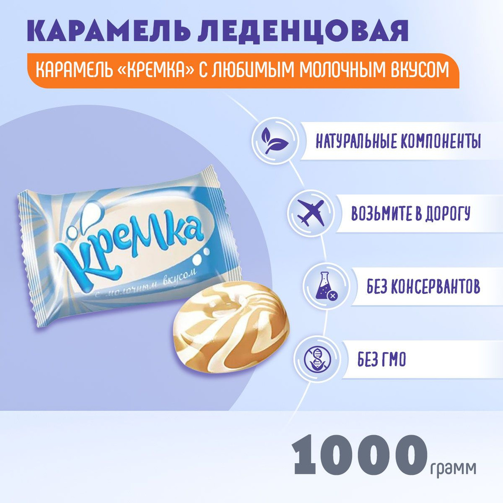 Карамель Кремка леденцовая с молочным вкусом 1000 гр КДВ #1