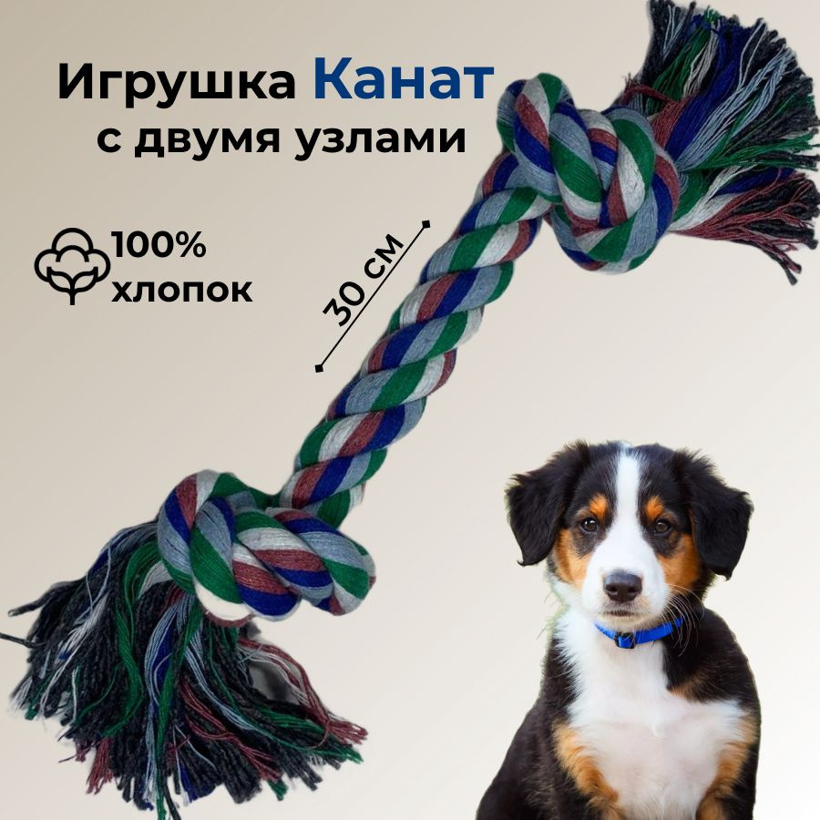 Игрушка для собак средних и крупных пород, канат, 30 см #1