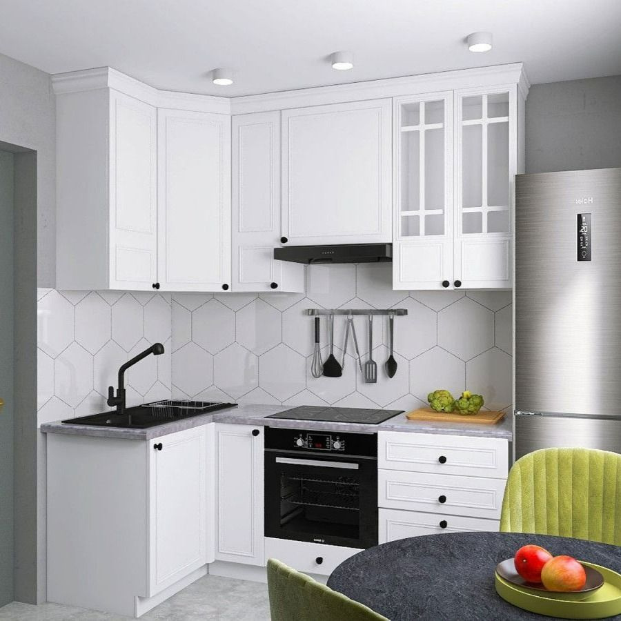 Кухонный гарнитур угловой Бьянка 210х100 см Белый Левый купить по ...