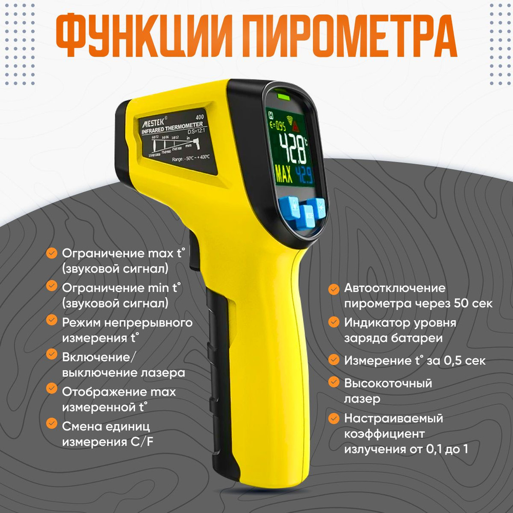 Электронный бесконтактный инфракрасный лазерный пирометр, кондитерский ...