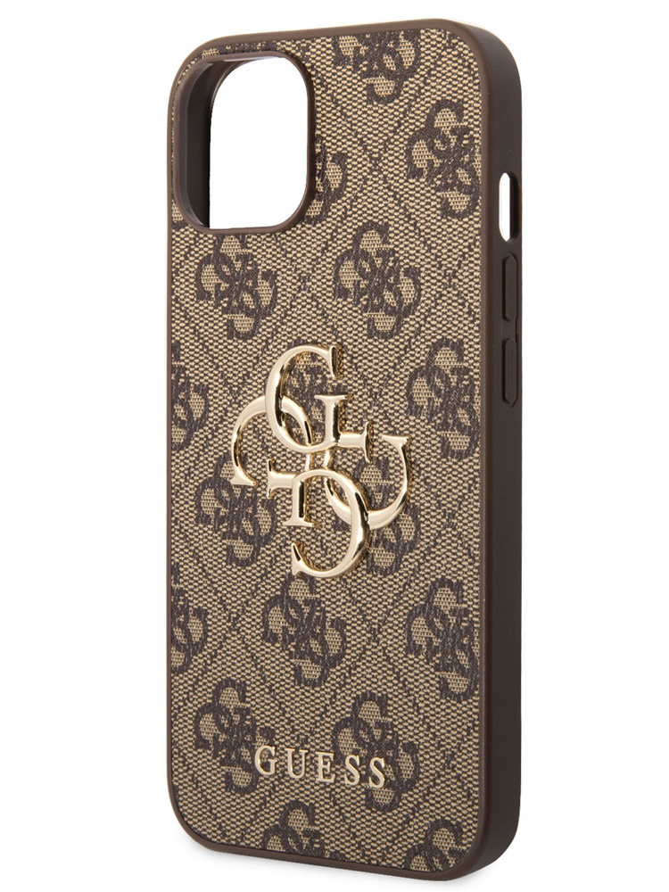 Чехол Guess PU leather на Apple iPhone 15 Plus / для Айфон 15 Плюс из экокожи, с защитой камеры, с металлическим #1