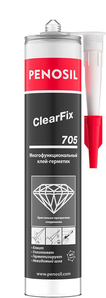 Клей-герметик многофункциональный гибридный прозрачный PENOSIL Premium ClearFix 705, 290ml  #1