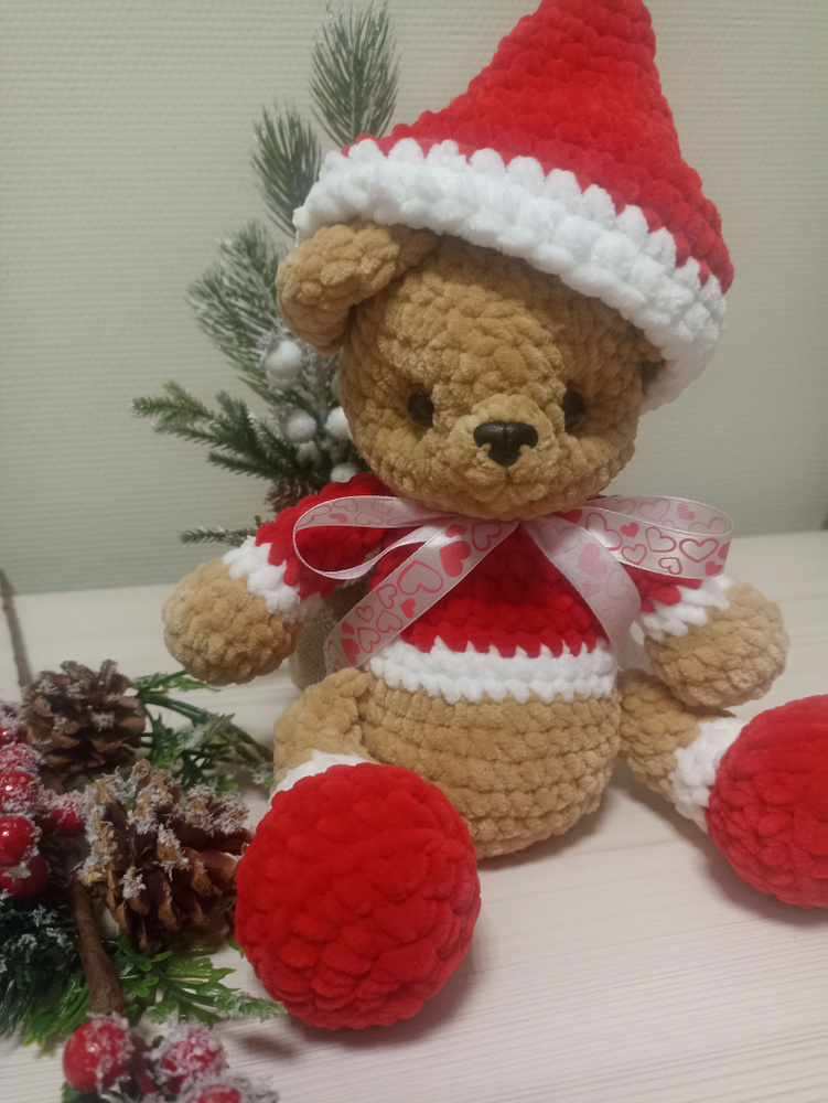 Мишка амигуруми из плюшевой пряжи крючком | Hi Amigurumi