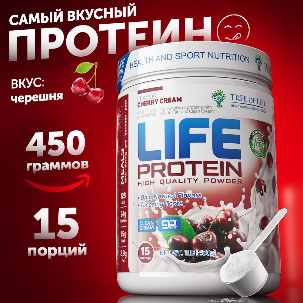 Протеин изолят сывороточный многокомпонентный Лайф Life Protein 1LB.  Вкусный белковый коктейль 