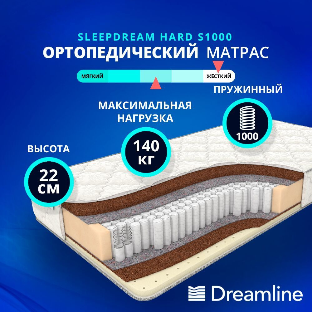 DreamLine Матрас Great Comfort Cocos Soft 1000, Независимые пружины, 220х186 см  #1