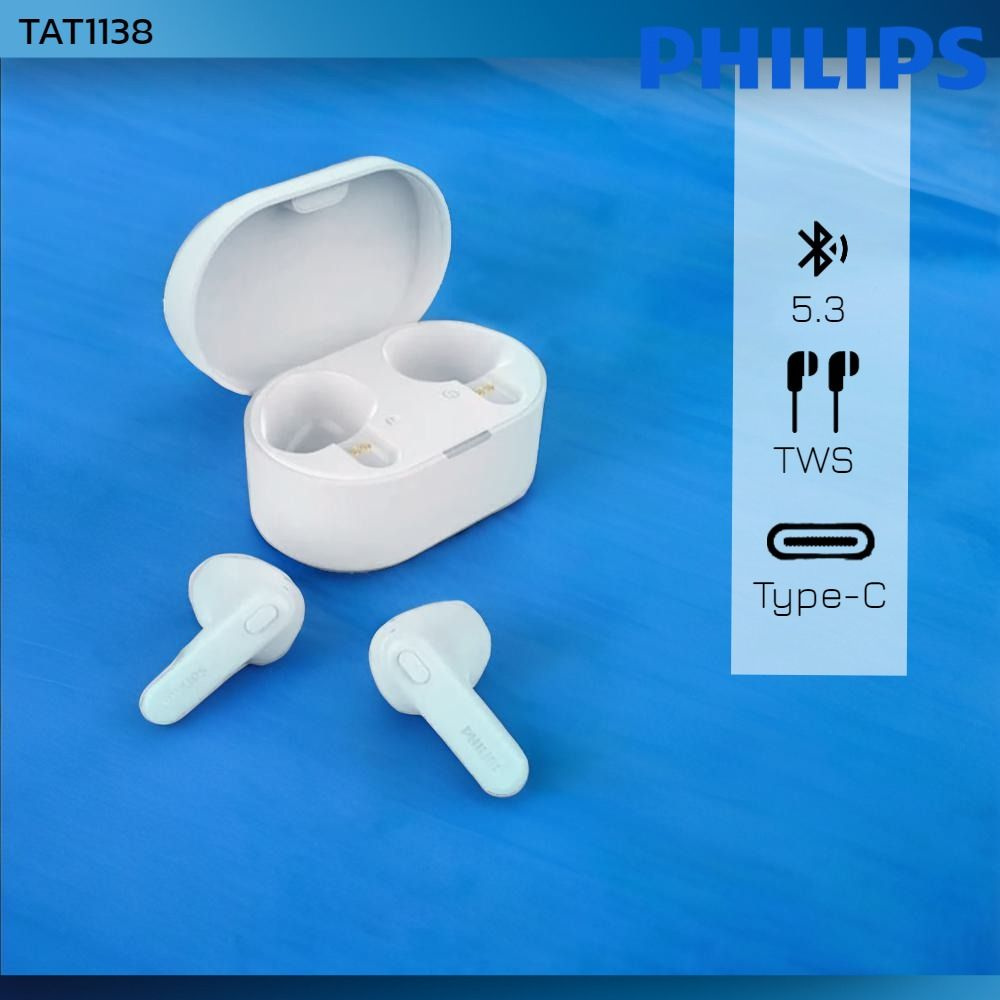 Наушники TWS Philips TAT1138WT белый, 2.0, внутриканальные, 20 Гц - 20000  Гц, 16, Bluetooth, 5.3