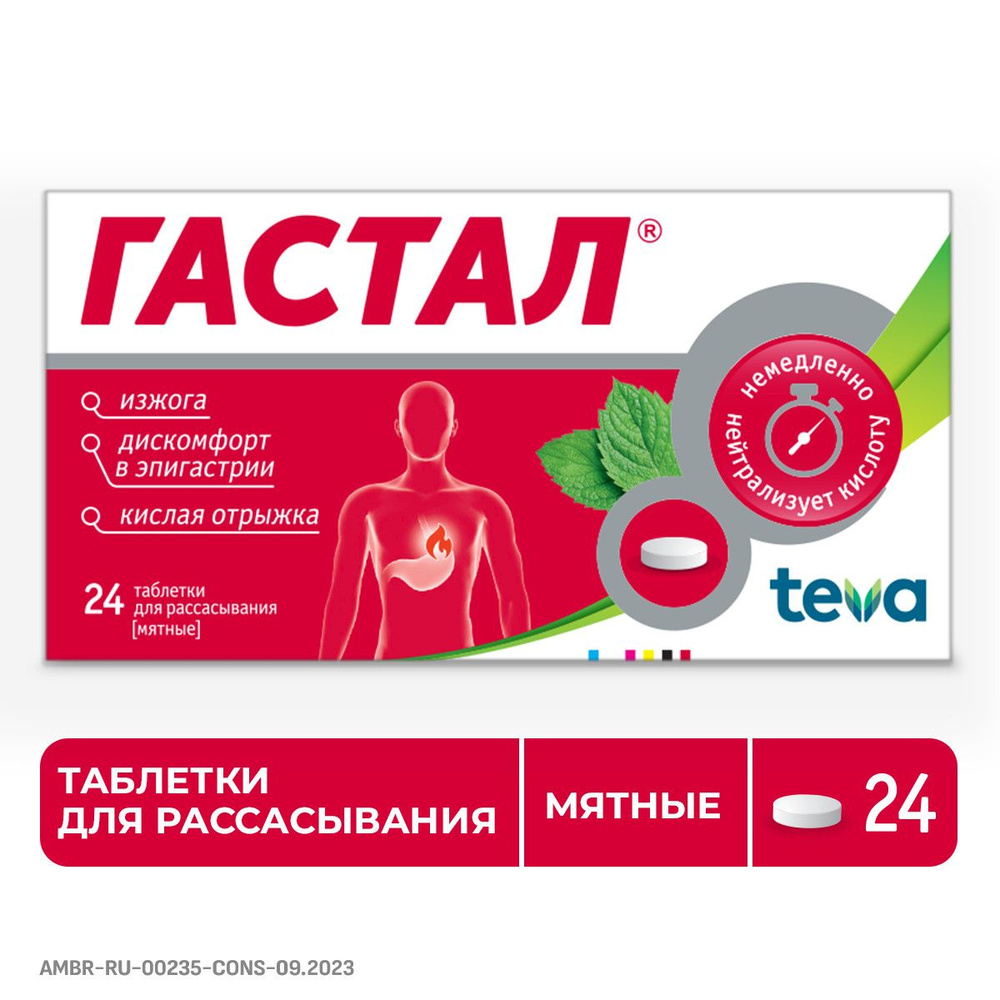 Гастал Таблетки для рассасывания, мятные, №24 — купить в интернет ...