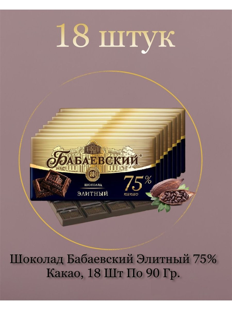 Шоколад Бабаевский элитный 75% какао, 18 шт по 90 гр. - купить с ...