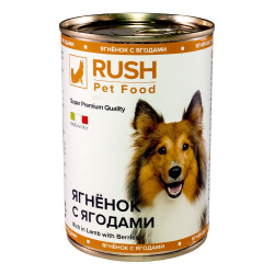Консервированный корм для собак Раш / Rush Ягнёнок с ягодами 400 г (уп. 12 шт.) Rush Pet Food