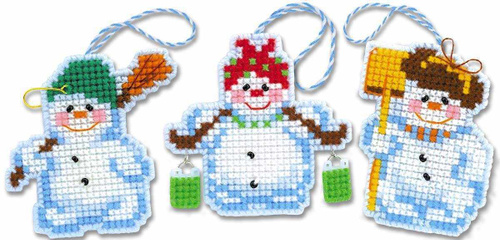Набор для вышивания Риолис (Сотвори Сама) 1681АС Новогодние игрушки "Снеговички", 7,5х7 см, 7,5х7 см #1