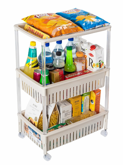 Этажерка с 3 секциями на колесиках 46,8х28,5х67,7 см - купить в ...