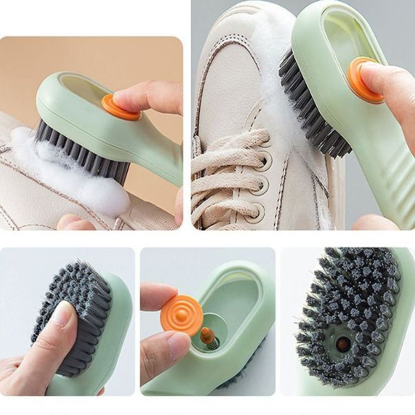 Щетка для обуви и одежды с дозатором / Универсальная щётка, зеленая ...