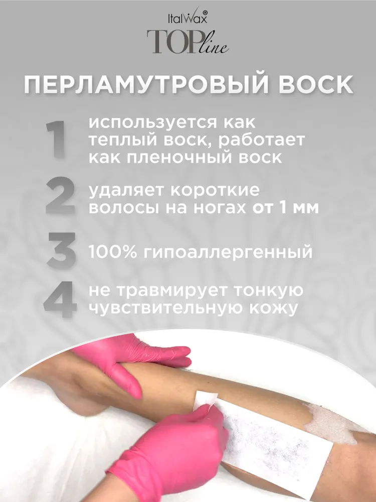Воск для депиляции в картридже ITALWAX Top Line Кристалл (гипоаллергенный для чувствительной кожи) 4 шт + полоски в подарок, 4 шт, фото 3