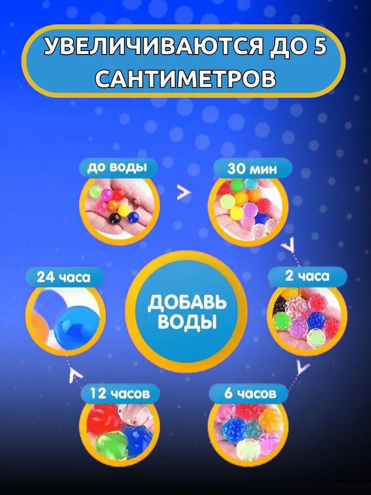 Орбизы / Аквагрунт / Гидрогелевые шарики разноцветные , гигантские , 50 грамм, вариант, фото 4
