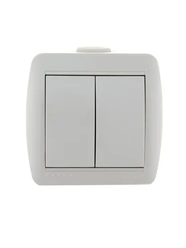 Lezard Nata Белый Выключатель 2-клавишный открытая установка (879328) 710-0200-101 - 1 шт