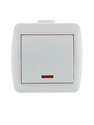 Lezard Nata Белый Выключатель 1-клавишный с подсветкой открытая установка (857982) 710-0200-111 - 1
