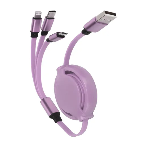 3 в 1 выдвижной кабель для зарядки 3A, Type C, iOS, Android, компактный и прочный, для путешествий и