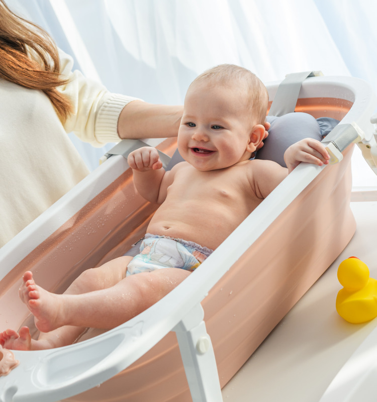 Ванночка для купания новорожденных "Miyoumi", складная, с термометром ...