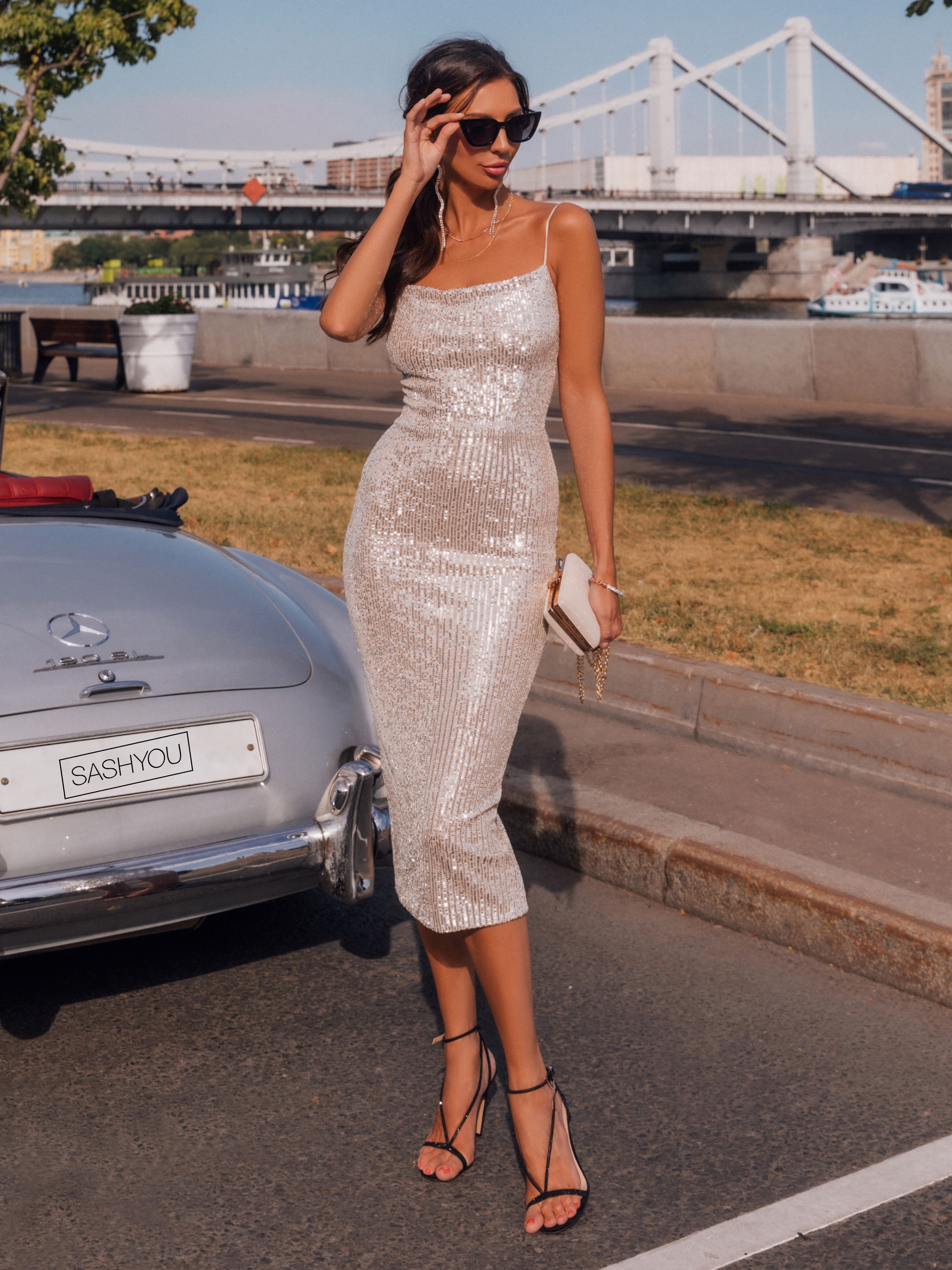 Платье женское, вечернее, праздничное, коктейльное, блестящее, с ...